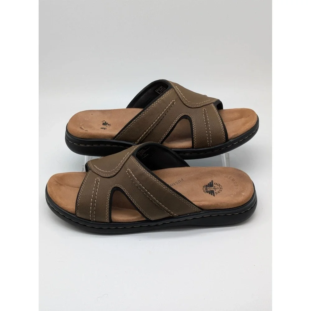 Dockers Men's Memory Foam Slide Sandals Brown Comfort Casual Size 9M